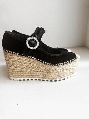Marc Jacobs Black Chunky Suede Espadrilles 40
